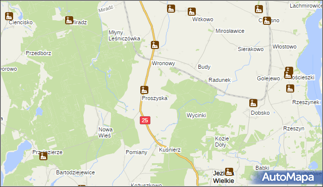 mapa Żółwiny, Żółwiny na mapie Targeo