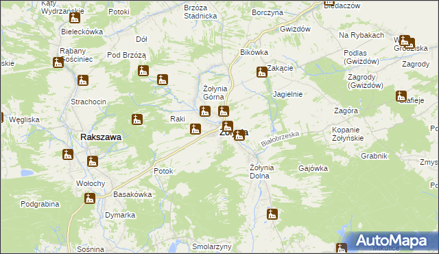 mapa Żołynia, Żołynia na mapie Targeo