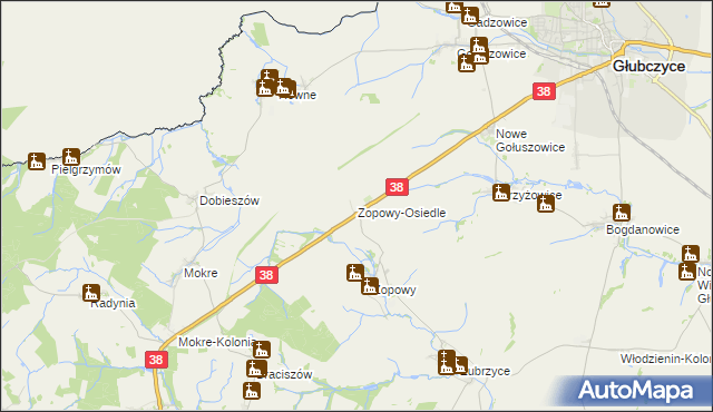 mapa Zopowy-Osiedle, Zopowy-Osiedle na mapie Targeo