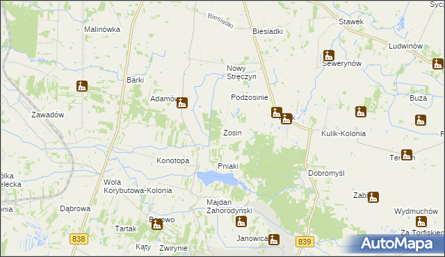 mapa Zosin gmina Cyców, Zosin gmina Cyców na mapie Targeo