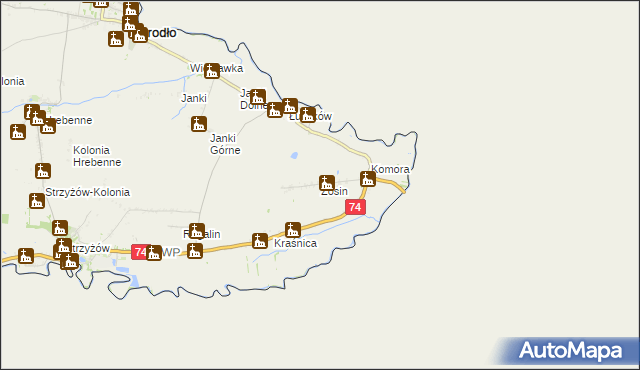 mapa Zosin gmina Horodło, Zosin gmina Horodło na mapie Targeo