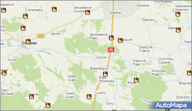 mapa Zosinki, Zosinki na mapie Targeo