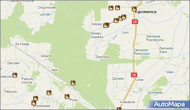 mapa Zosinowo, Zosinowo na mapie Targeo