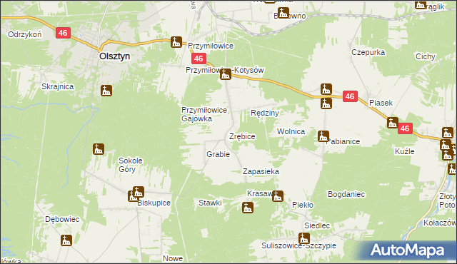 mapa Zrębice, Zrębice na mapie Targeo