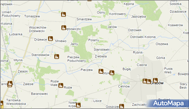 mapa Źrebięta, Źrebięta na mapie Targeo