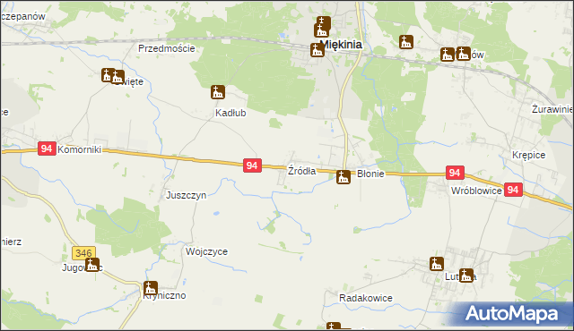 mapa Źródła gmina Miękinia, Źródła gmina Miękinia na mapie Targeo