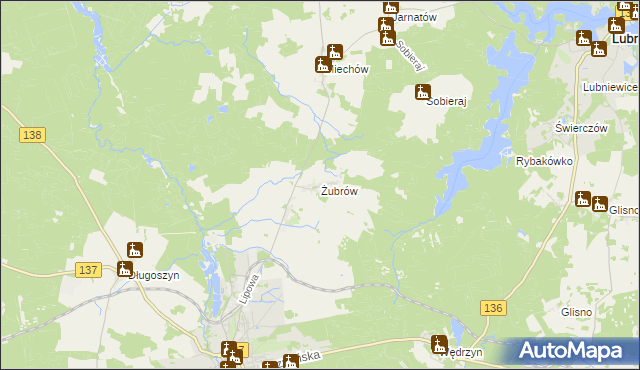 mapa Żubrów, Żubrów na mapie Targeo