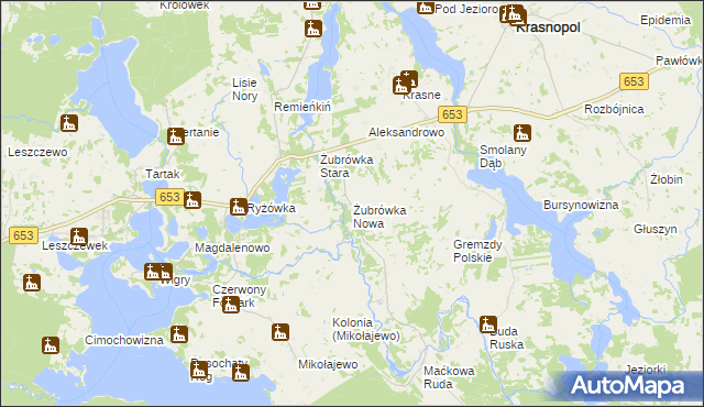 mapa Żubrówka Nowa, Żubrówka Nowa na mapie Targeo