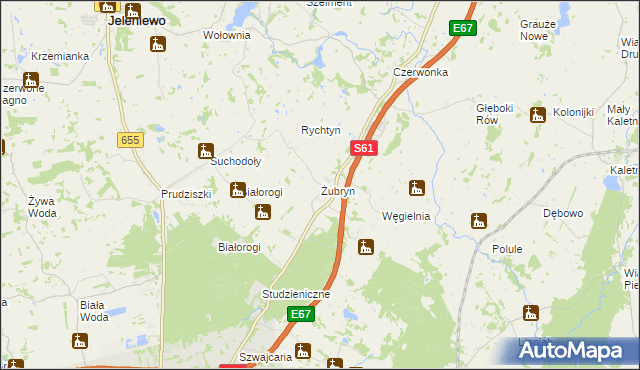 mapa Żubryn, Żubryn na mapie Targeo