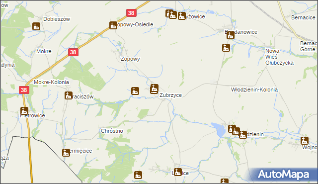 mapa Zubrzyce, Zubrzyce na mapie Targeo