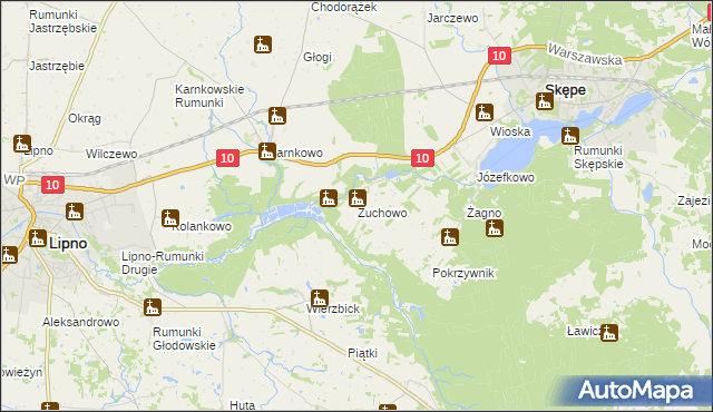 mapa Żuchowo, Żuchowo na mapie Targeo