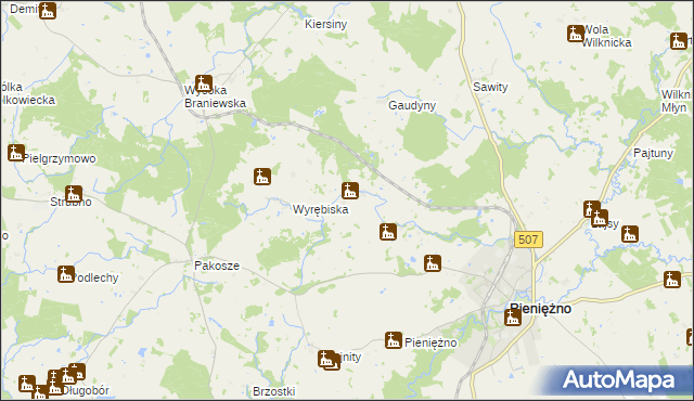 mapa Żugienie, Żugienie na mapie Targeo