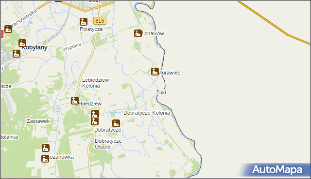 mapa Żuki gmina Terespol, Żuki gmina Terespol na mapie Targeo