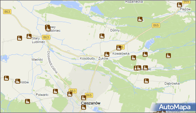 mapa Żuków gmina Cieszanów, Żuków gmina Cieszanów na mapie Targeo