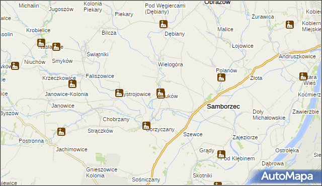 mapa Żuków gmina Samborzec, Żuków gmina Samborzec na mapie Targeo