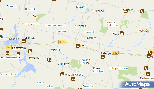 mapa Żulice, Żulice na mapie Targeo