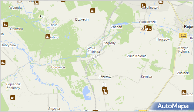 mapa Żulin gmina Łopiennik Górny, Żulin gmina Łopiennik Górny na mapie Targeo