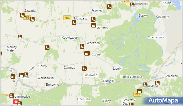 mapa Żuraw gmina Janów, Żuraw gmina Janów na mapie Targeo