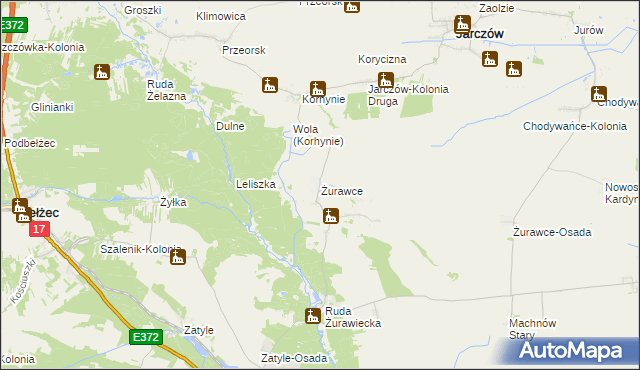 mapa Żurawce, Żurawce na mapie Targeo