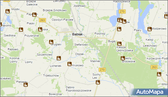 mapa Żurawieniec gmina Babiak, Żurawieniec gmina Babiak na mapie Targeo