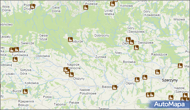 mapa Żurowa, Żurowa na mapie Targeo