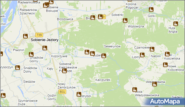 mapa Zuzanów, Zuzanów na mapie Targeo