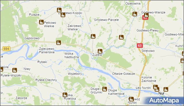 mapa Zuzela, Zuzela na mapie Targeo