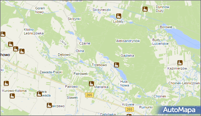 mapa Zuzinów, Zuzinów na mapie Targeo