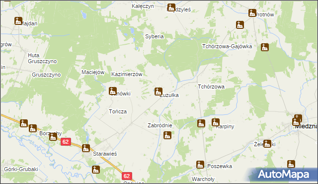 mapa Zuzułka, Zuzułka na mapie Targeo