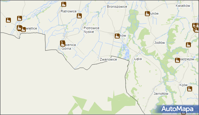 mapa Zwanowice gmina Otmuchów, Zwanowice gmina Otmuchów na mapie Targeo