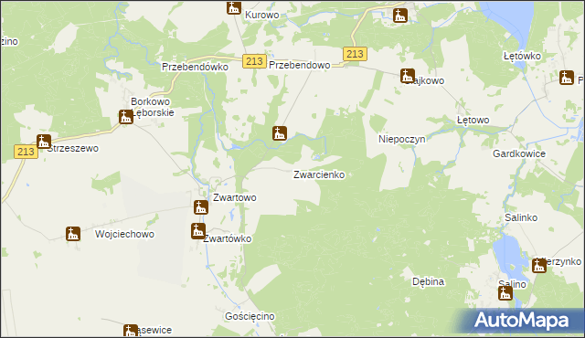 mapa Zwarcienko, Zwarcienko na mapie Targeo