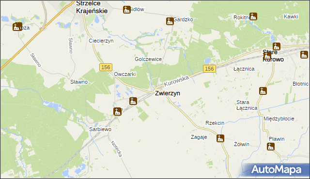 mapa Zwierzyn powiat strzelecko-drezdenecki, Zwierzyn powiat strzelecko-drezdenecki na mapie Targeo