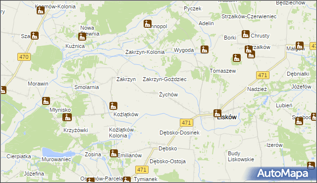 mapa Żychów, Żychów na mapie Targeo