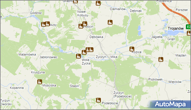 mapa Życzyn, Życzyn na mapie Targeo