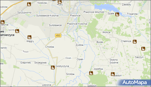 mapa Żydów gmina Godziesze Wielkie, Żydów gmina Godziesze Wielkie na mapie Targeo