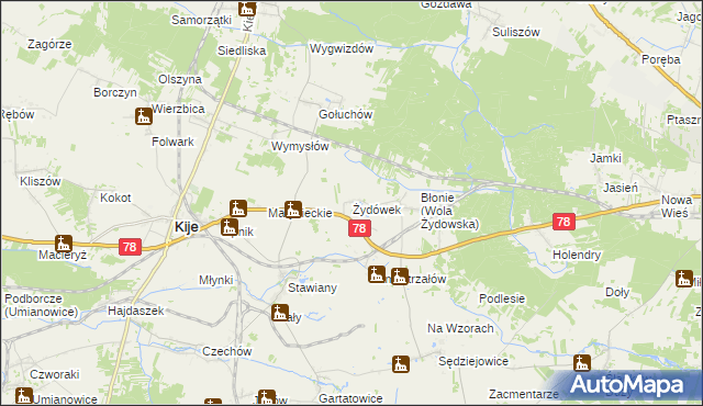 mapa Żydówek, Żydówek na mapie Targeo