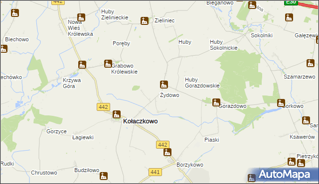 mapa Żydowo gmina Kołaczkowo, Żydowo gmina Kołaczkowo na mapie Targeo