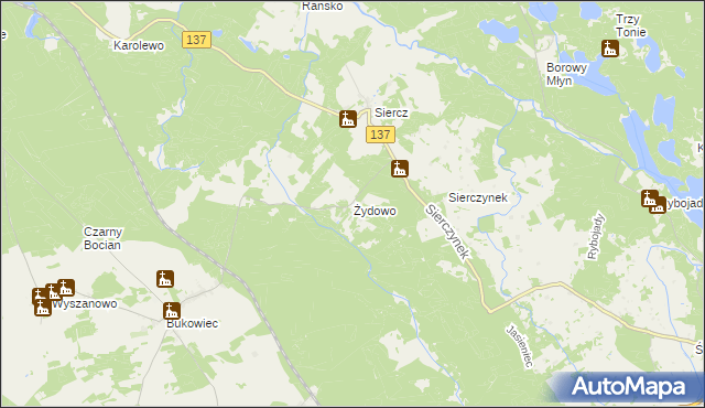 mapa Żydowo gmina Trzciel, Żydowo gmina Trzciel na mapie Targeo