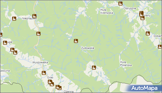 mapa Żydowskie gmina Krempna, Żydowskie gmina Krempna na mapie Targeo