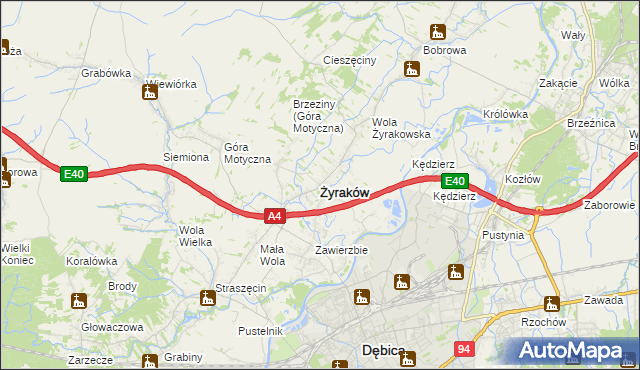 mapa Żyraków, Żyraków na mapie Targeo
