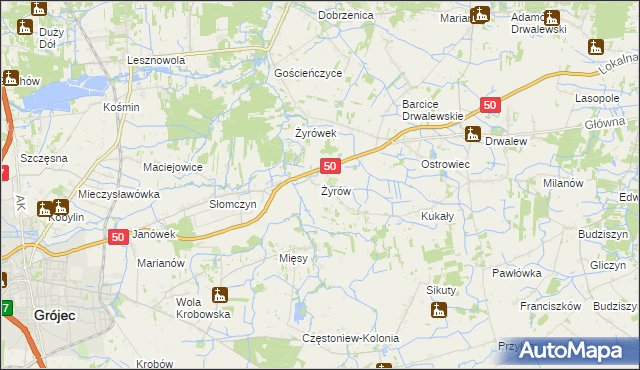 mapa Żyrów, Żyrów na mapie Targeo