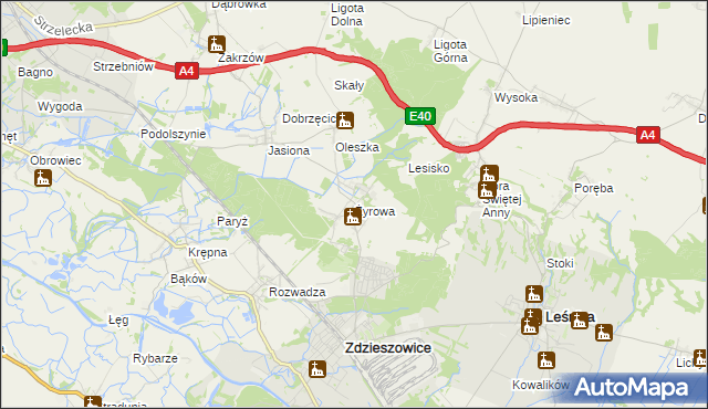 mapa Żyrowa, Żyrowa na mapie Targeo