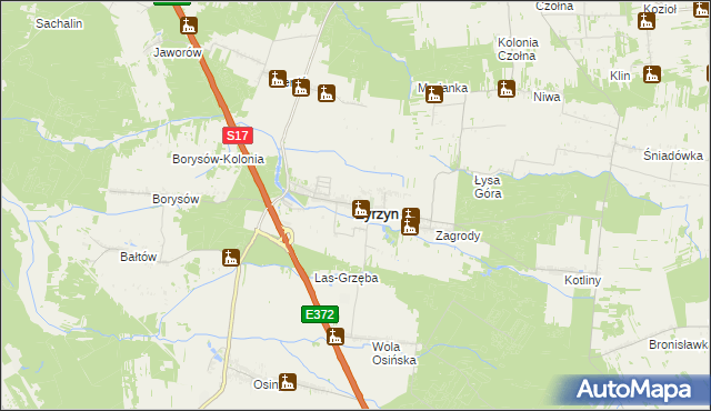 mapa Żyrzyn, Żyrzyn na mapie Targeo