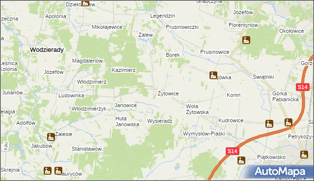 mapa Żytowice, Żytowice na mapie Targeo