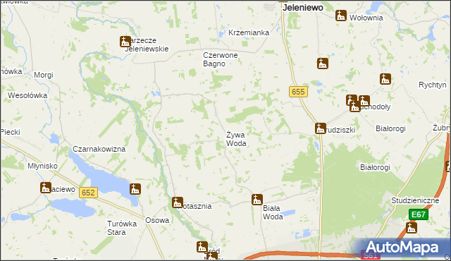 mapa Żywa Woda, Żywa Woda na mapie Targeo