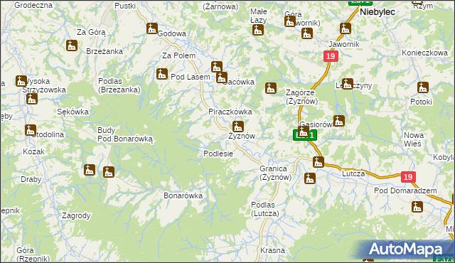 mapa Żyznów gmina Strzyżów, Żyznów gmina Strzyżów na mapie Targeo