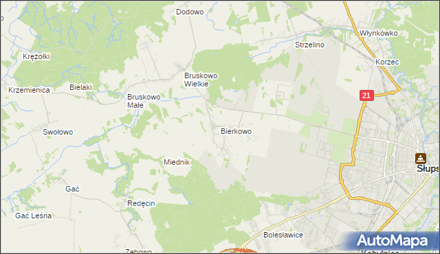 mapa Bierkowo, Bierkowo na mapie Targeo