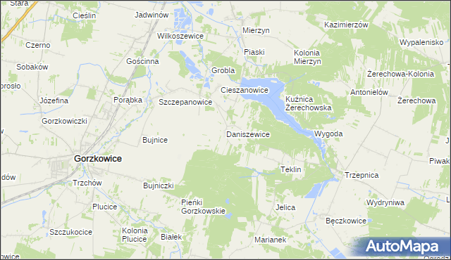 mapa Daniszewice, Daniszewice na mapie Targeo