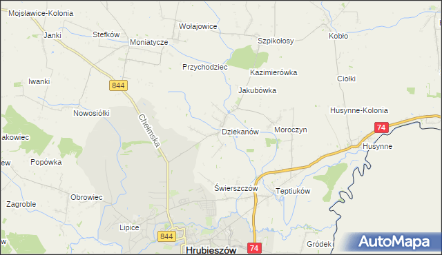 mapa Dziekanów, Dziekanów na mapie Targeo