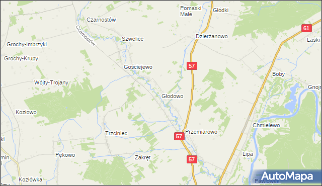 mapa Głodowo gmina Pułtusk, Głodowo gmina Pułtusk na mapie Targeo